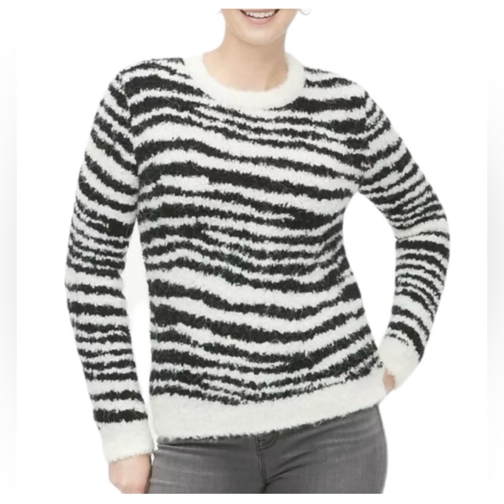 J Crew women’s boucle zebra stripe pullover sweater XS